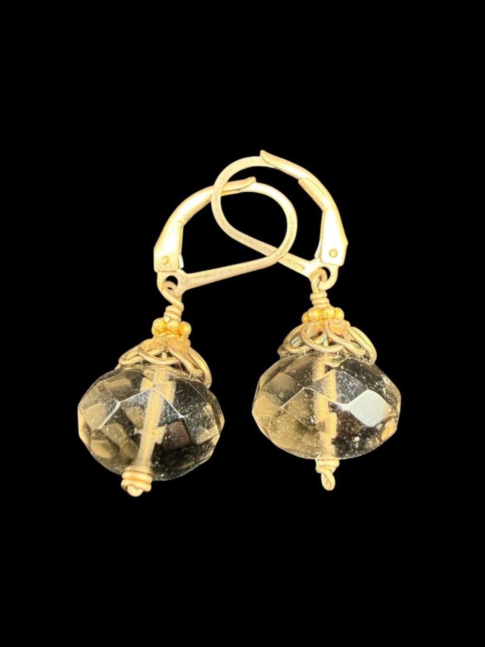 Gold Crystal Drop Earrings - Elegant Yellow Gold Tone